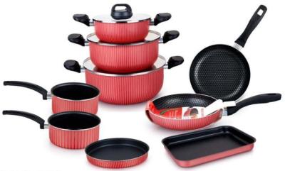 China Aluminum Prestige Non-stick Cookware casserole Sets With Silk Screen with glass lids for sale