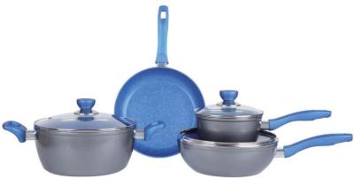 China 7PCS grey aluminum forged blue marble Colorful heat resistant coating cookware set for sale