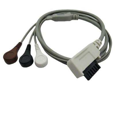 China 3 Lead/5lead Northeast Monitoring DR200/300 3-Lead Patient Cable With Snap, 3 Lead Holter Cable for sale