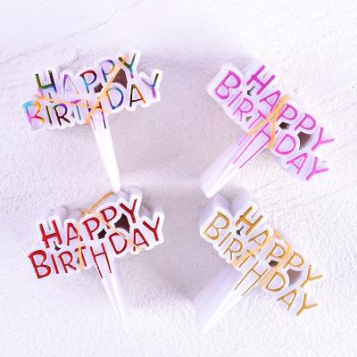 China Plastic Mini Accessories Party Supply Cupcake Toy Decorating Tools Happy Birthday Plastic Cake Topper for sale