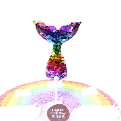 China Glitter Glitter Birthday Party Supplies Glitter Decorating Cupcakes Mermaid Tail Set Wedding Cake Topper for sale