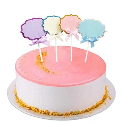 China Birthday Wedding Insert Flag Arch Party Decor Programmable White DIY Paper Cupcake Bake Cake Paper Card Topper for sale