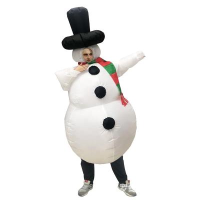 China New Novelty Polyester Air Inflation Cosplay Carnival Halloween Christmas Snowman Inflatable Costume for sale