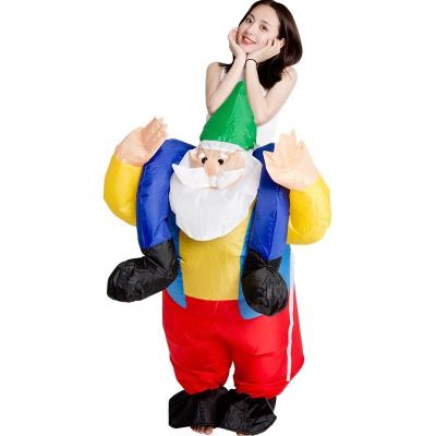 China Polyester Novelty Cosplay Air Inflation Clothes Ride On Toy Inflatable Santa Garment Christmas Carnival Costume for sale