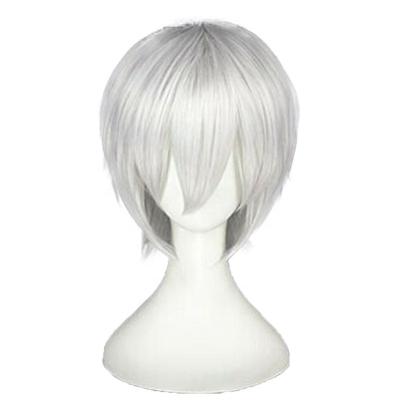 China Halloween Silky Straight Cheap White Silver Party Shorts Heat Resistant Anime Cosplay Bob Synthetic Fiber Wigs for sale