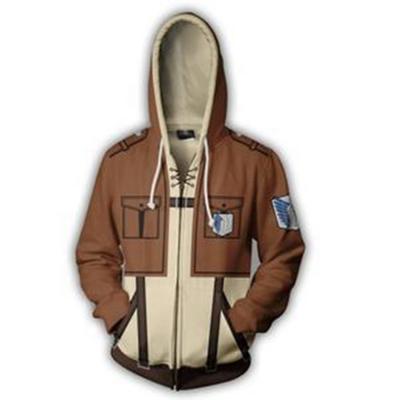 China Unisex Zipper-on Anime Action Number Cartoon Jacket Cosplay Costume Apparel Attack On Titan Zip Up Hoodie for sale