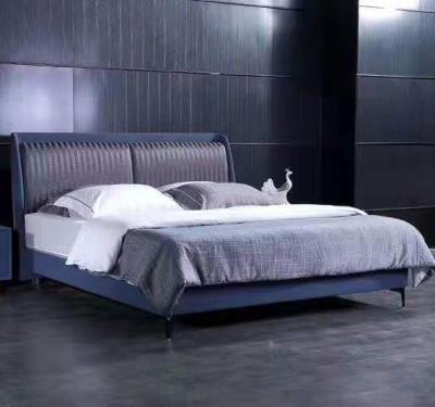 China Customized Modern Italian Fabric Bed Style Solid Wood Bedroom Furniture King Queen Size for sale