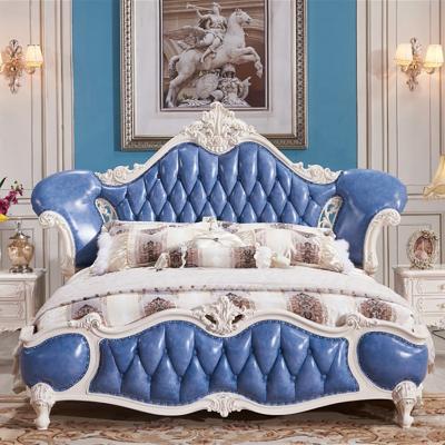 China Soft Bed European Aristocratic Style Beds Antique Teak Wood Carved Frame Assembly Soft Vintage Rococo Bed For Bedroom for sale