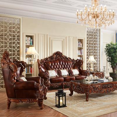 China Art Upgrade Convertible Piece Sofa Exclusive Wood Couch Set Seat Genuine Leather Trim Button Sofa Specific Use Sitting for sale