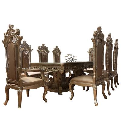 China French European Style Luxury Classic Vintage Dining Set Solid Wood Dining Chairs And Tables Dining Room Furniture for sale