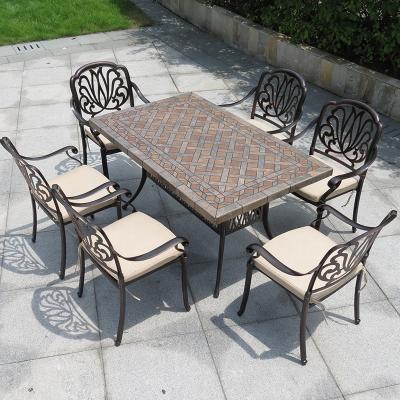 China Traditional Rustproof Rustproof Outdoor Gathering Furniture Chic Luxury Outdoor Dining Set With Chairs BBQ Grill Patio Furniture for sale