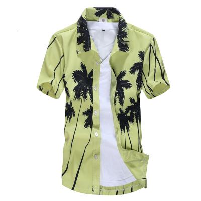 China New Promotion Breathable Coconut Tree Printed Fashion Mens Hawaiian Vacation Casual T Shirts Short Sleeve for sale