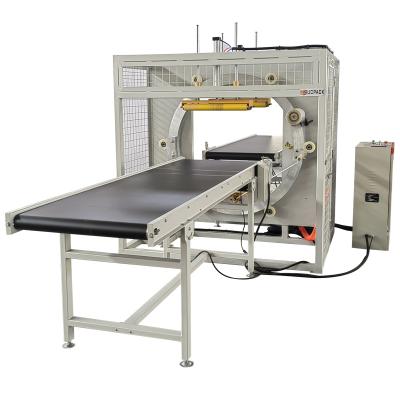 China Food Stretch Wrapping Machine Orbital Horizontal Stretch Wrapper For Long Products Wooden Tube Door Plate for sale