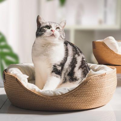 China Wholesale Breathable Cool Breathable Cushion Mat Round Duck POP DUCK Nest Rattan Dog Cat Dog Cat Bed for sale