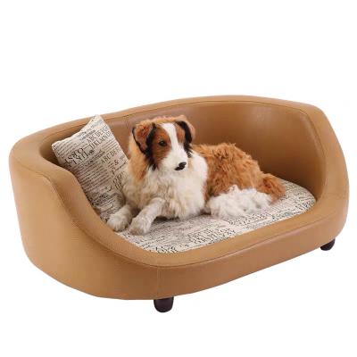 China Breathable Leather Wooden Dog Bed Bedding Hamster Cushion Cat Simons Furniture Pet Dog Bed Cat Products Pet DUCK Orthopedic Pet Sofa for sale