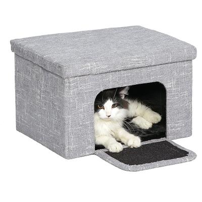 China POP DUCK Foldable Cat Bed Washable Pet Housing Cube Breathable House Storage Box Indoor Steps Stairs Bed Cave for sale