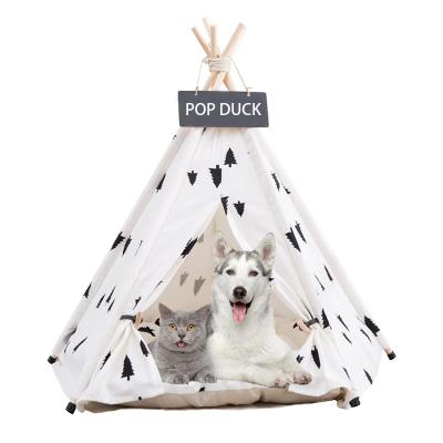 China Travel POP DUCK Luxery Pet Teepee House Fold Away Pet Tent Furniture Cat Bed With Cushion for sale