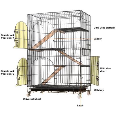 China POP DUCK Wholesale Large Foldable 3 Tier Cat Dog Playpen Box Metal Breathable Crate Kennel Steel Pet Cage for sale