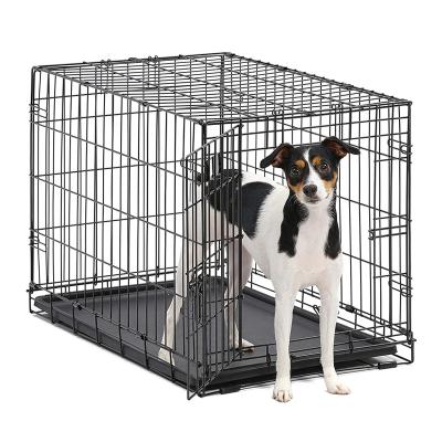 China Breathable POP DUCK Double-Door Folding Indoor Outdoor Puppy Playpen Stainless Steel Kennel Pet Cage For Medium Dogs for sale