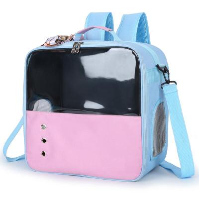 China POP DUCK Color Stitching Pet Bag Breathable Fashionable Luxury Fit Dog Carrier Bag Backpack for sale