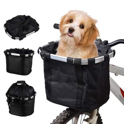 China Pet Travel POP DUCK Quick Release and Easy Install Detachable Folding Handlebar Basket Bag Carrier Dog Bike Bicycle Recycling Basket for sale