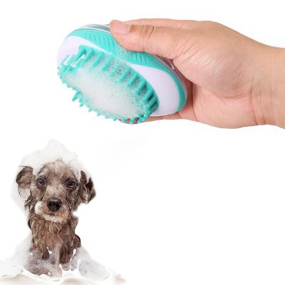 China Viable POP DUCK 2 in 1 Pet Cat Dog Cleaning Bathing Massage Shampoo Soap Grooming Dispensing Brush for sale