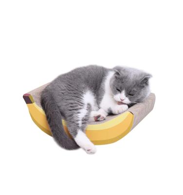 China 2021 New Design Viable Interactive Banana POP DUCK Cardboard Scratcher Lounger Cat Claw Toy Scratcher-resistant for sale