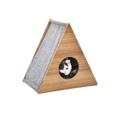 China Sustainable POP DUCK Cat Tree Striping Wooden Board House Sisal Striping Posts Plush Room for sale