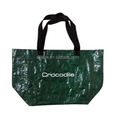 China Custom Handled Extra Large Print Durable BOPP Laminated PP Woven Reusable Shopping Bags With Logo Large for sale