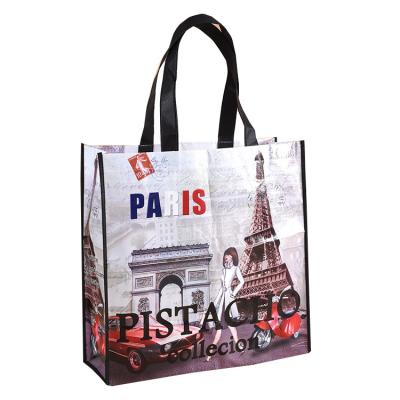 China Reusable Reclycled Nonwoven rpet Shiny Laminated Laminated Foldable Shopping Grocery Bags for sale