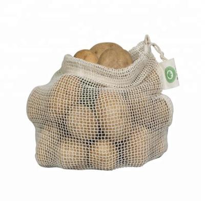 China Durable Woven Sack Cotton Mesh Bag Drawstring Product Organic Mesh Bag for sale