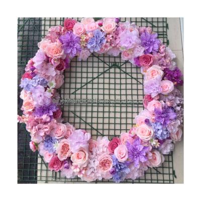 China Father's Day Customize High Quality Round Pink Rose Flower Wall Panels Flowerwall Panel Wedding Decoration for sale