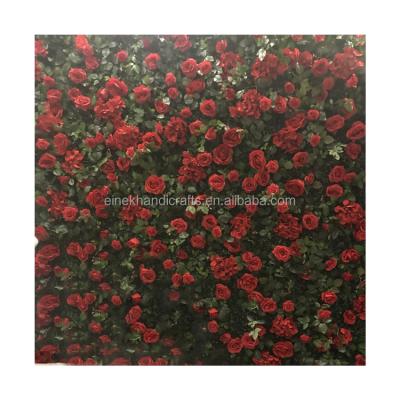 China Celebration Customize Hot Sale 3D Roll Leaf Flower Wall Red Pink Green Backdrops Mounted Flower Wall Fabric For Wedding Decoration for sale