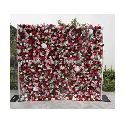 China Real Rose Wholesale Preserved Romantic 3D Effects Mix Plant Flower Wall Backdrop Artificial Floral Wall Rose Mat Panel for Yoga Shop Decoration for sale