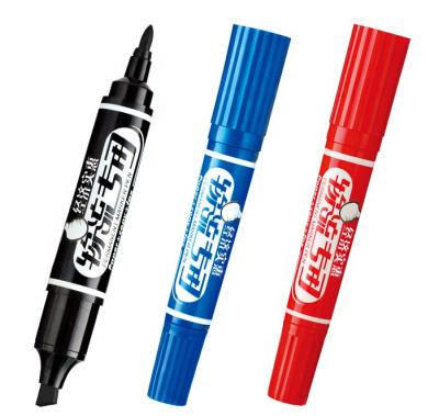 China Wholesale Bulk Logistics Messenger Soft Black /blue/red Color Double Marking Head Around Toe Oil Waterproof Permanent Marker Pen for sale