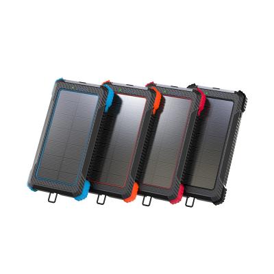 China Fast Charging Support 10000mAh Solar Power Bank Panels Waterproof Solar Charger Solar Outdoor Powerbank With LED Light for sale