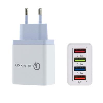 China Mobile Phone Charger 4 USB Ports Fast Charger for Samsung Tablet Quick QC 3.0 Wall Charger US EU UK Plug Adapter for iPhone for sale