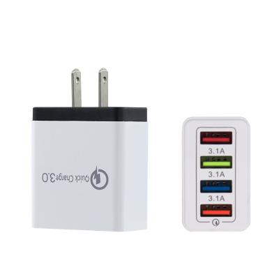 China Mobile Phone Amazon Hit Custom Logo Accept Universal 5V 3.1A Usb 4 Port Wall Charger Adapter Portable Fast Charging Charger for sale