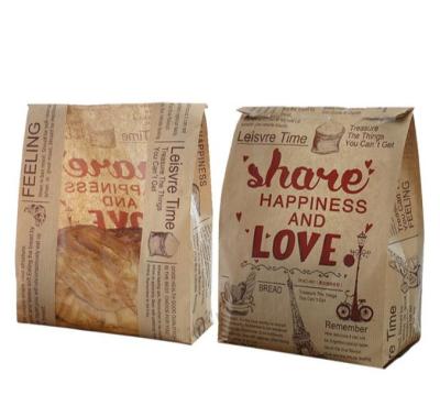 China Recyclable Kraft Bread Paper Bag With Window Avoid Oil Love Grill Hand Made Paper Bag Takeaway Food Package Baking Bags for sale