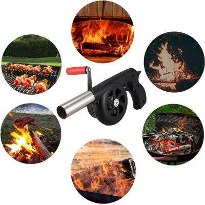 China Easily Cleaned Hand Crank BBQ Fan Manual Control and Metal Portable Fan Blades for Outdoor BBQ Fire Bellows Camping and Hiking Picnic for sale