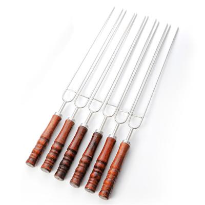 China Turkish Round Tick Export Knot Kebab BBQ Grill Easily Cleaned Standard Bamboo BBQ Spits Stainless Steel Rack Panel for sale