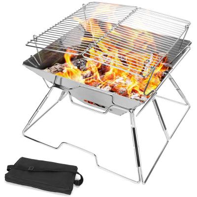 China Height Adjustable Charcoal, Branches, BBQ Tools Travel Outdoor Cone Stainless Steel Foldable Portable Grill for sale