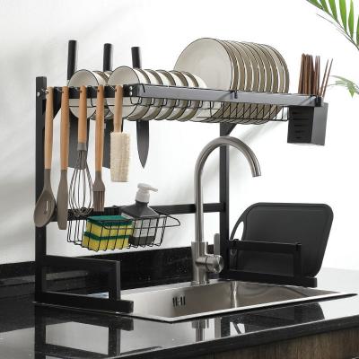 China 2021 Sustainable Kitchen Furniture Kitchen Accessories Stainless Steel Kitchen Rack Dish Bowl Drying Rack for sale