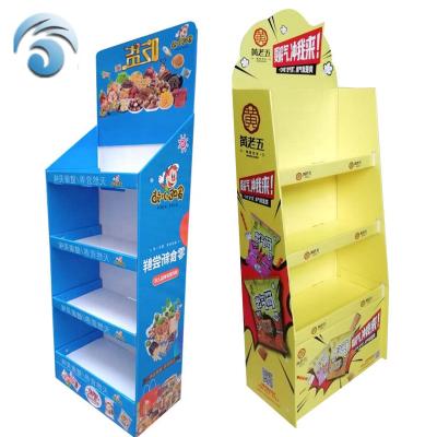 China Single Sided Easy Assembling Floor Cardboard Display Racks Supermarket Shelves Point Of Sale Display Stand for sale