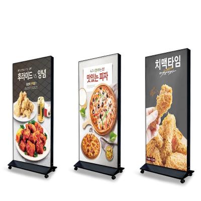 China Modern vertical mobile rechargeable light box, double side card display floor luminescent billboard, aluminum alloy for sale