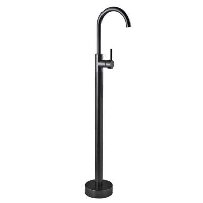 China Sliding Bar Matte Black Brass Single Lever Tub Floor Faucet Contemporary Freestanding Bathtub For Bathroom for sale