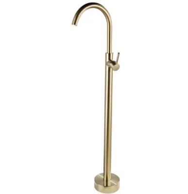 China Without Sliding Bar New Color Brushed Gold Handle Floor Mount Single Bathroom Free Standing Bath Shower Mixer Taps for sale