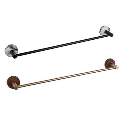 China Contemporary Bathroom Accessories Suction Cup No Drilling Stainless Steel Towel Rod Hanger Wall Mounted Bathroom Black Single Towel Rail Bar for sale