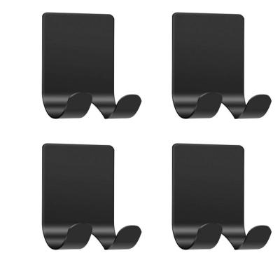 China Double Towel Robe Hooks Modern Self Adhesive Stainless Steel Hook Matte Black Heavy Duty Storage for sale