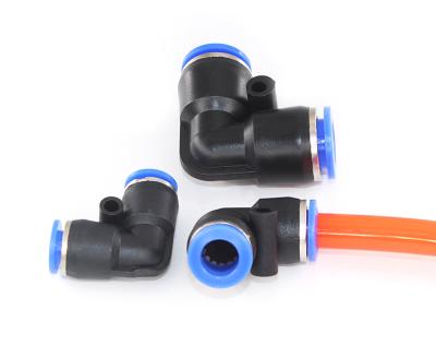 China High Quality Series L Type Hotels PV Joints Elbow Quick Push Hose Connector Air Duct Plastic One Touch Elbow Fitting for sale